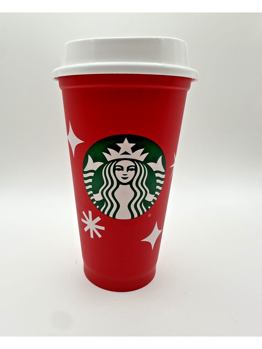 Starbucks 2013 Red Holiday To Go Travel Plastic Coffee Mug White Lid Logo Cup